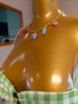 Collar cadena acero con peces y estrellas