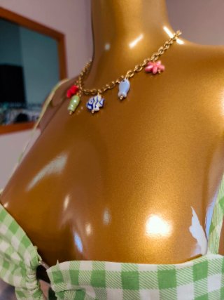 Collar cadena acero con peces y estrellas
