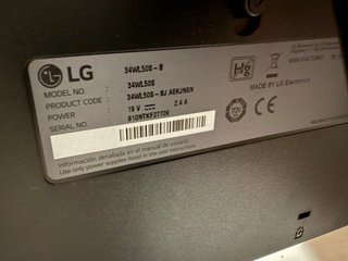Pantalla LG 34 Ultrawide Negra