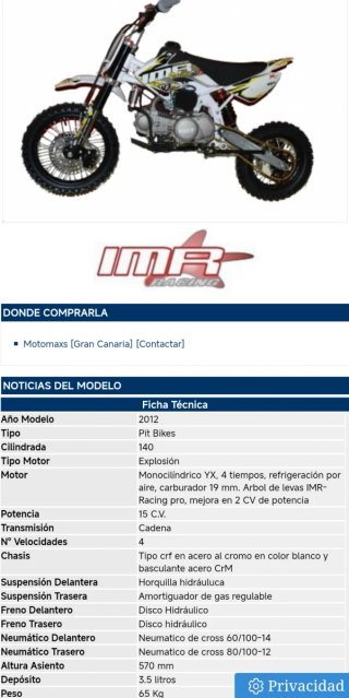 Pit Bike  Imr v3 140cc