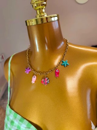 Collar Pescaíto Cerámica Cadena Acero