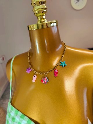 Collar Pescaíto Cerámica Cadena Acero