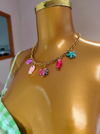 Collar Pescaíto Cerámica Cadena Acero