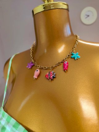 Collar Pescaíto Cerámica Cadena Acero