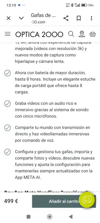 Gafas Inteligentes Ray-Ban Ban Meta Negras