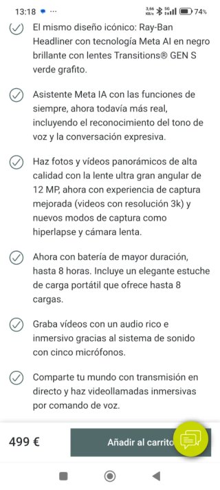 Gafas Inteligentes Ray-Ban Ban Meta Negras