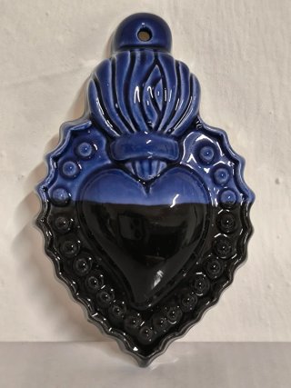 Cuore Sacro Ceramica Blu Nero