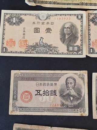 Lote billetes segunda Guerra Mundial Japón.