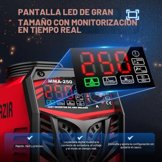 Soldador ARC 250A portátil con pantalla LED