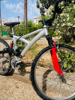 Bicicleta de montaña grande 26 plateada
