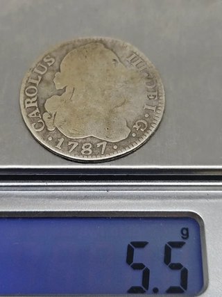 Moneda 2 Reales Plata 1787 Carlos III