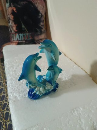 Figura Delfines Familia 11cm adorno acuario pecera