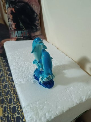 Figura Delfines Familia 11cm adorno acuario pecera