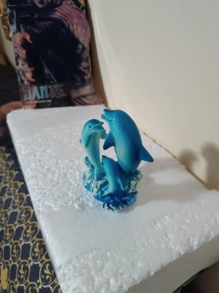 Figura Delfines Familia 11cm adorno acuario pecera