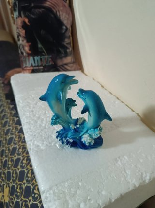 Figura Delfines Familia 11cm adorno acuario pecera