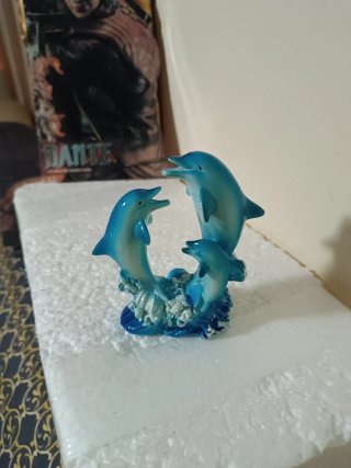 Figura Delfines Familia 11cm adorno acuario pecera