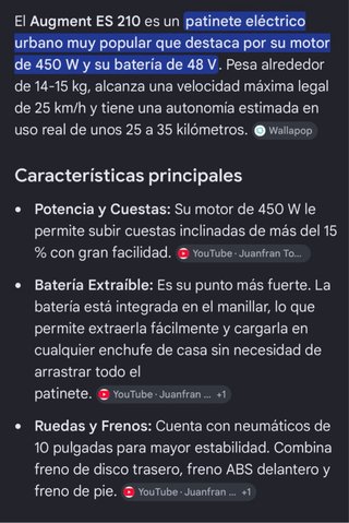 Patinete Eléctrico Augment ES 210 Negro