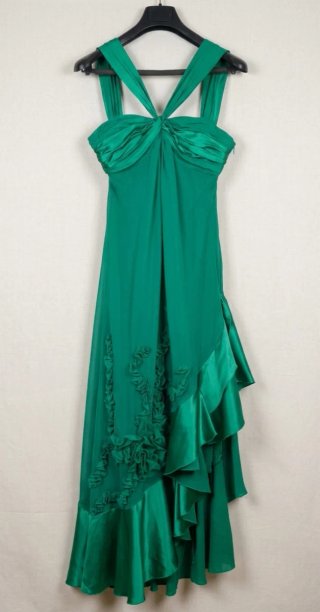 Vestido seda y chal Rosas Rojas Talla M/38