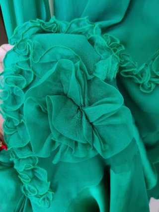 Vestido seda y chal Rosas Rojas Talla M/38