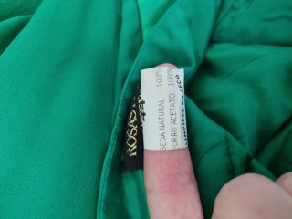Vestido seda y chal Rosas Rojas Talla M/38