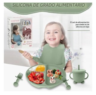 Juego de 12 Piezas de Cubiertos para Bebé Silicona