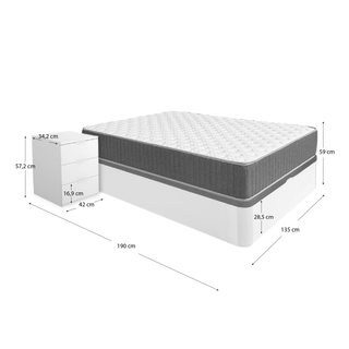 Pack Cama Canapé + Colchón  +Cabezal +2 Mesitas