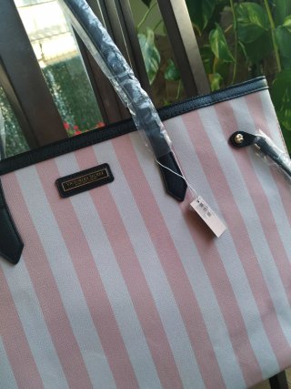 Bolso Victoria's Secret Rayas Rosa Blanco