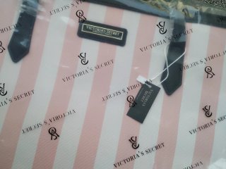 Bolso Victoria's Secret Rayas Rosa Blanco