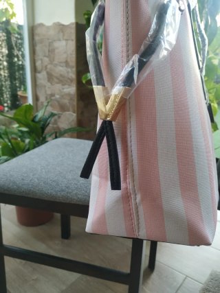 Bolso Victoria's Secret Rayas Rosa Blanco