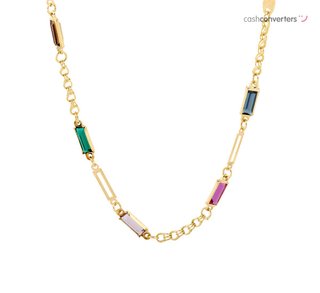 collar oro 18k con piedra 22cm
