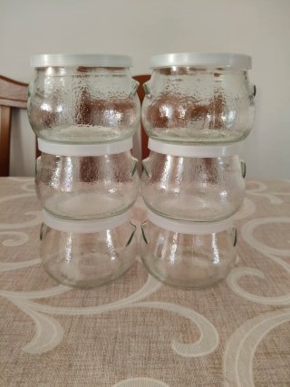 6 Vasetti Vetro con Coperchio Bianco