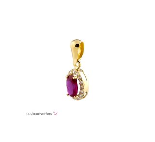 colgante oro 18k con piedra con rubi