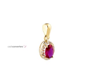 colgante oro 18k con piedra con rubi