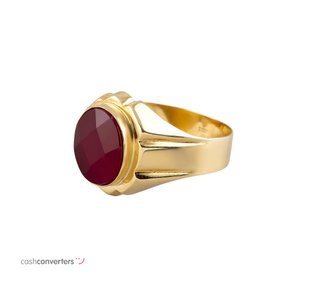 sello oro 18k con piedra con circonita