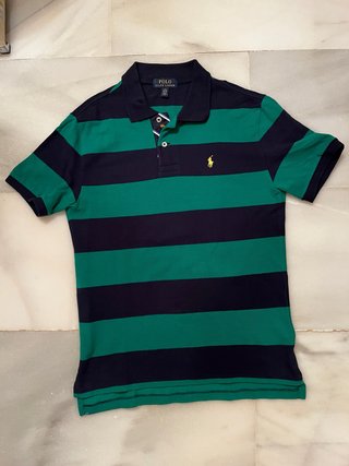 Polo Ralph Lauren Rayas Verde y Azul Talla L niñof