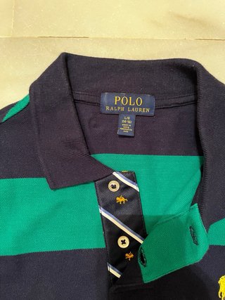 Polo Ralph Lauren Rayas Verde y Azul Talla L niñof