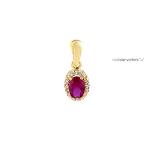 colgante oro 18k con piedra con rubi