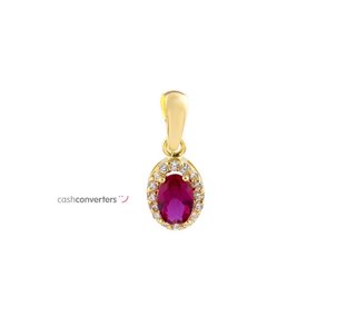 colgante oro 18k con piedra con rubi