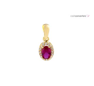 colgante oro 18k con piedra con rubi