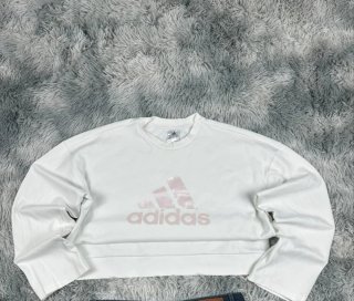 Sudadera Adidas Blanca Logo Rosa
