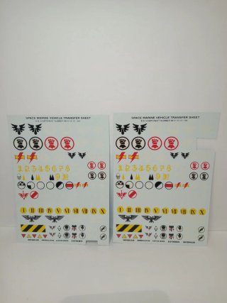 Warhammer 40k Space Marine Vehicle Transfer Sheet