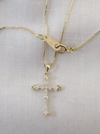 Collar y Colgante Cruz Oro 14k Diamantes
