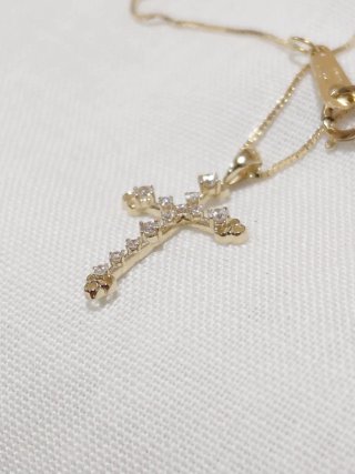 Collar y Colgante Cruz Oro 14k Diamantes
