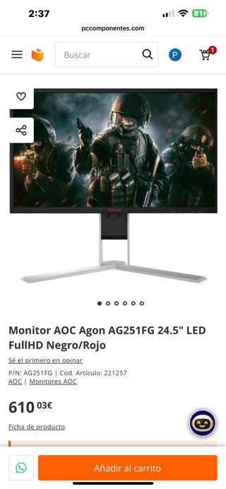 Monitor AOC Monitor AOC Agon AG251FG 24.5