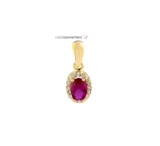 colgante oro 18k con piedra con rubi
