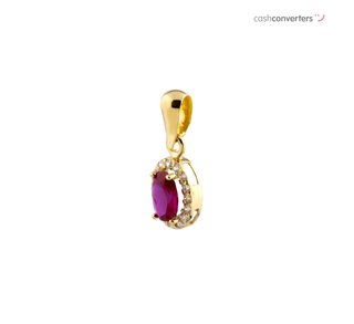 colgante oro 18k con piedra con rubi