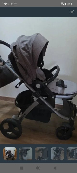 Silla de paseo Be Cool gris con cesta y capota gra