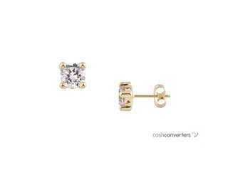 pendientes oro 18k con piedra con circonita