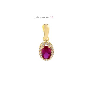 colgante oro 18k con piedra con rubi