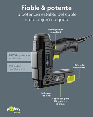Goobay 2 en 1 grapadora clavadora 70W